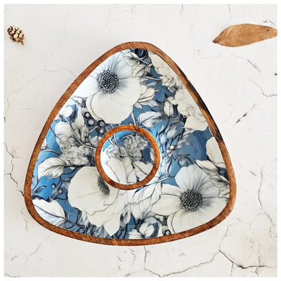 Triangle Dip Dish Platter - Blue Hibiscus