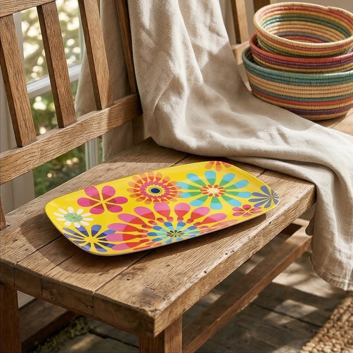 French Bull Platter - Rectangular - 13" - Festival