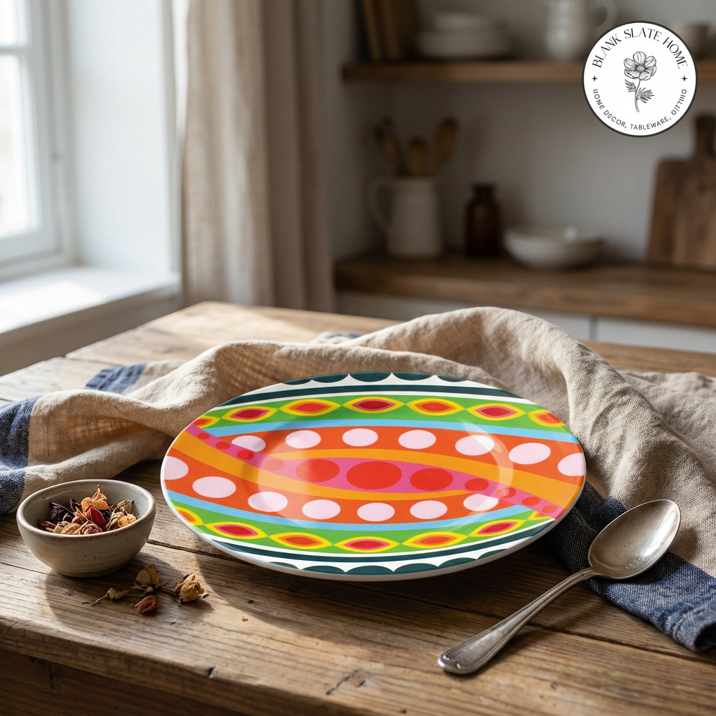 French Bull 15" Round Platter - Tropic Fantasia