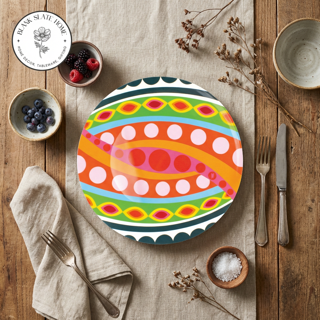 French Bull 15" Round Platter - Tropic Fantasia