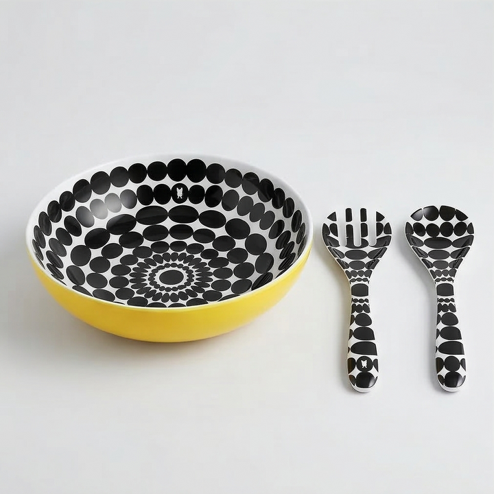 French Bull Salad Serving Bowl with 2 Servers - Foli