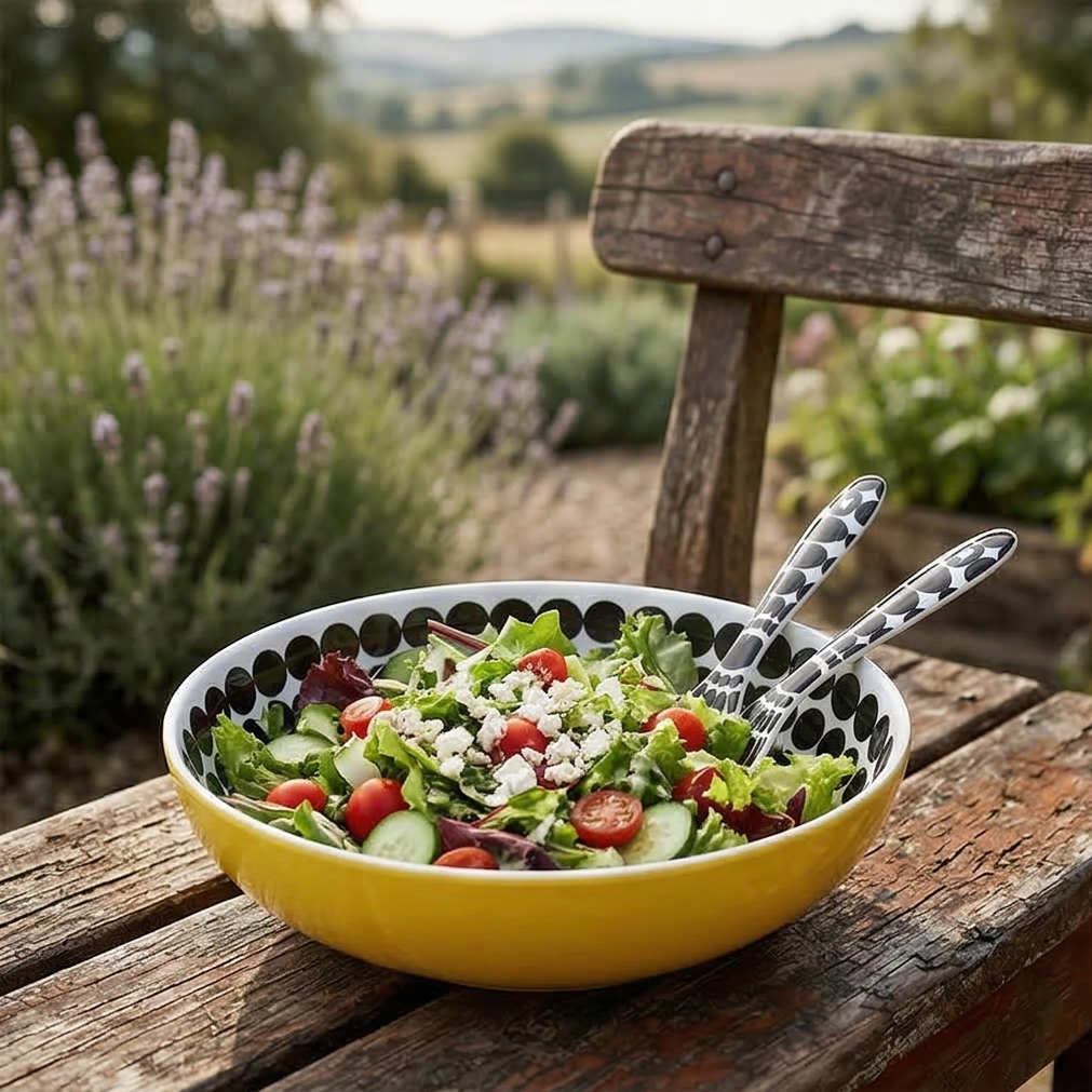 French Bull Salad Serving Bowl with 2 Servers - Foli