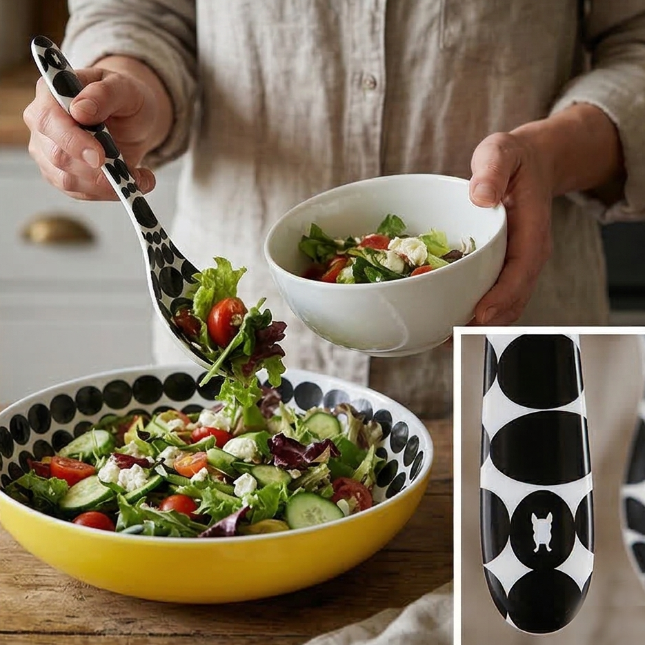 French Bull Salad Serving Bowl with 2 Servers - Foli