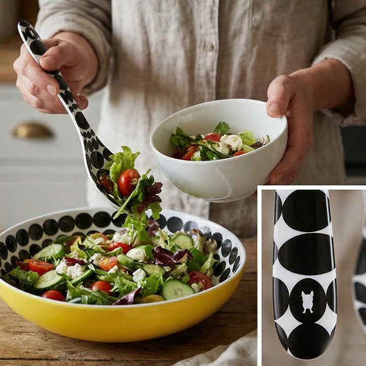 French Bull Salad Serving Bowl with 2 Servers - Foli