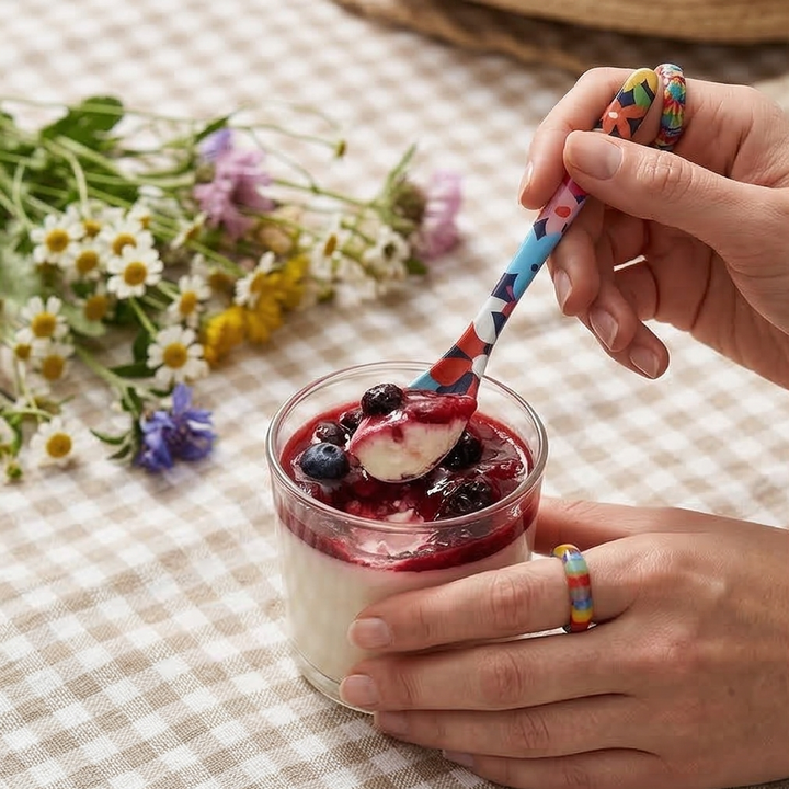 French Bull Dessert Spoon Set - Garden Floral