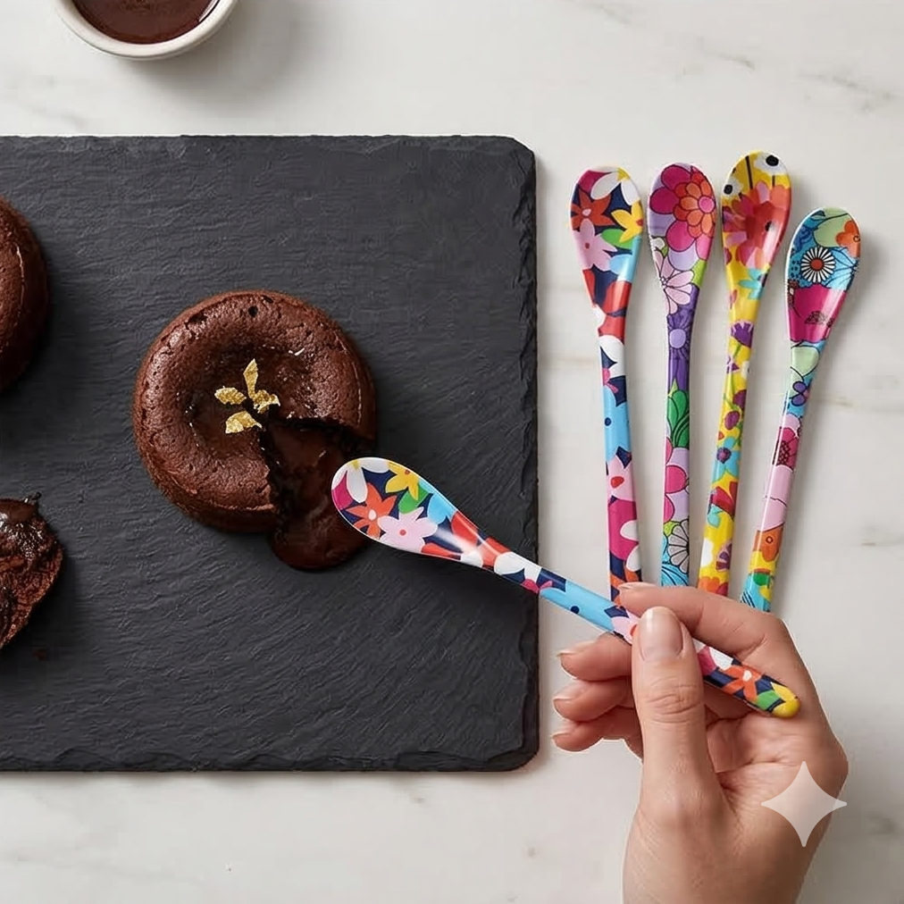 French Bull Dessert Spoon Set - Garden Floral