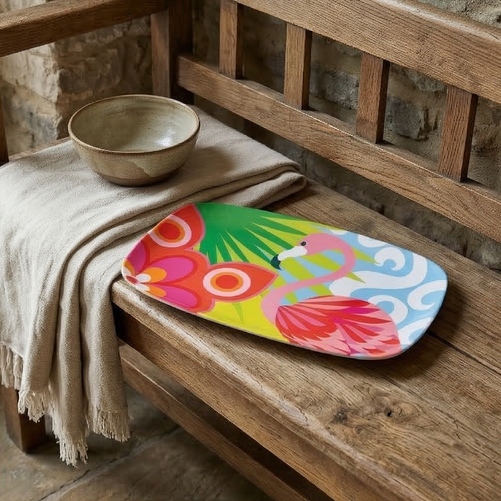French Bull Platter - Rectangular - 13" - Tropic Fantasia