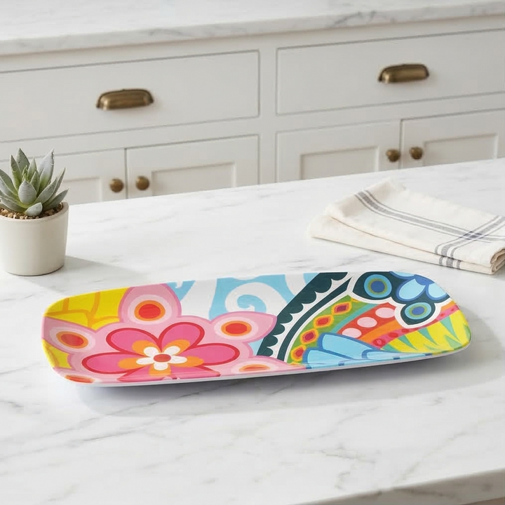 French Bull Platter - Rectangular - 19" - Tropic Fantasia