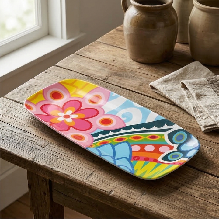 French Bull Platter - Rectangular - 19" - Tropic Fantasia