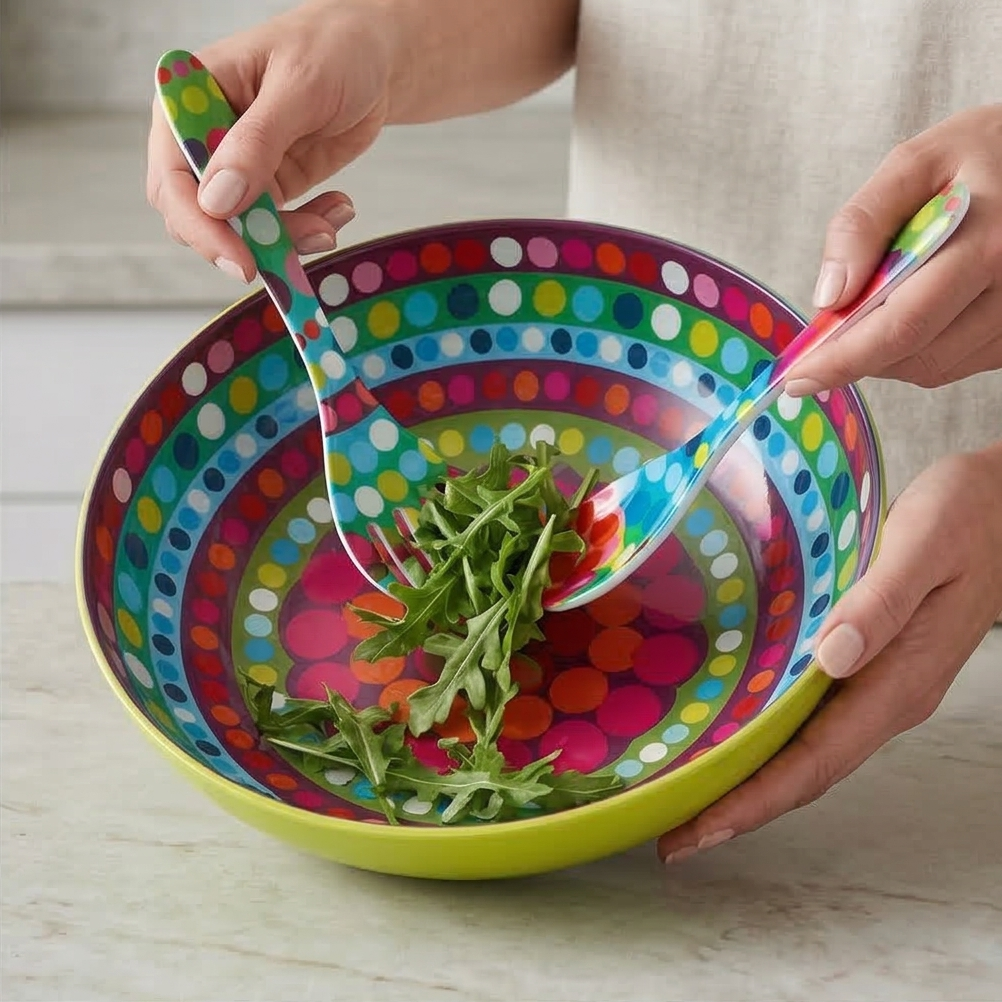 French Bull Salad Serving Bowl with 2 Servers - Bindi