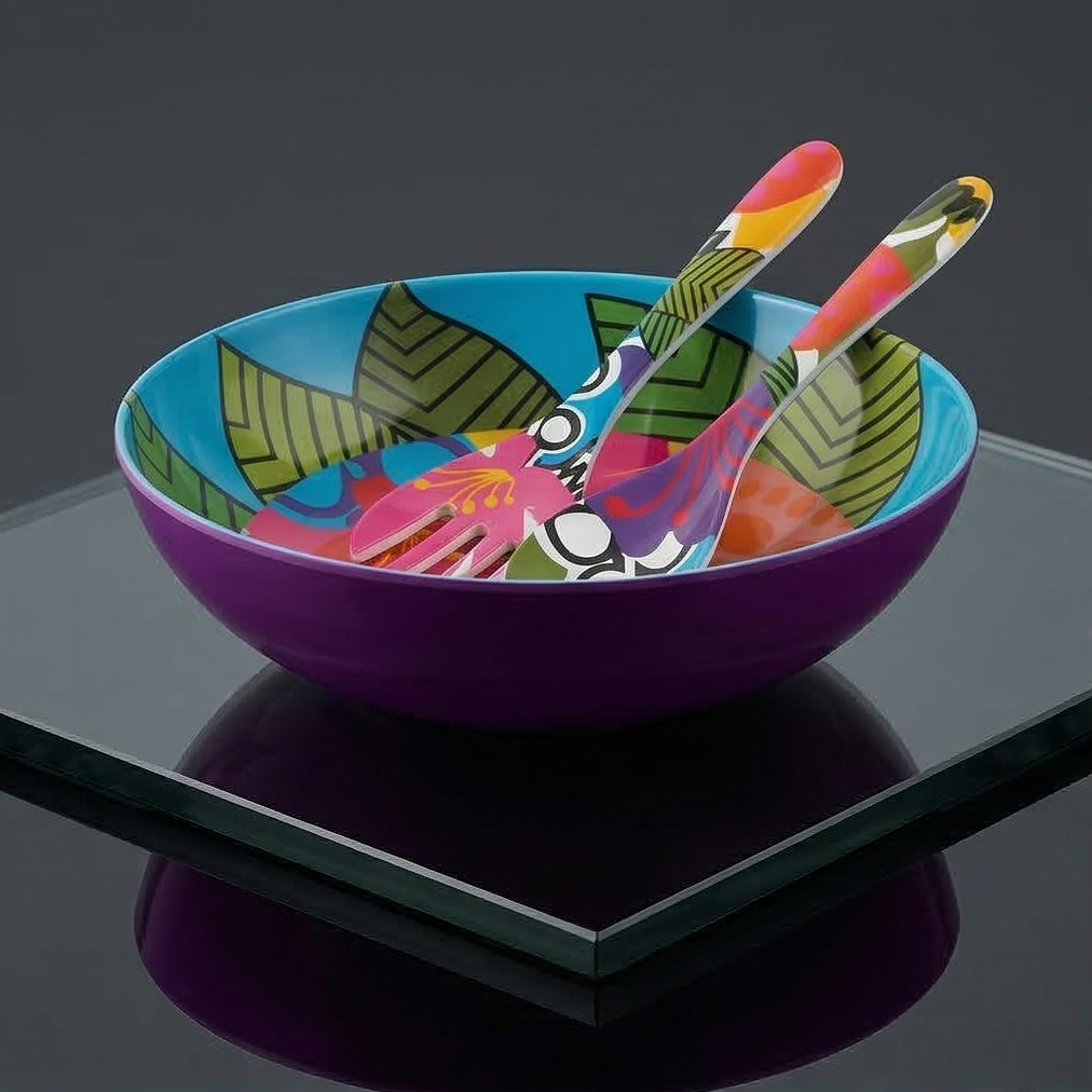 French Bull Salad Serving Bowl with 2 Servers - Oasis
