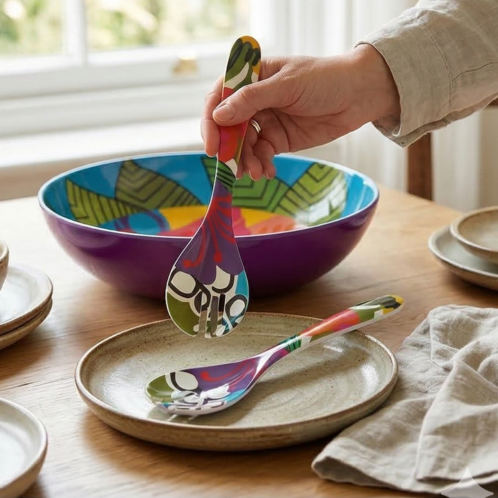 French Bull Salad Serving Bowl with 2 Servers - Oasis