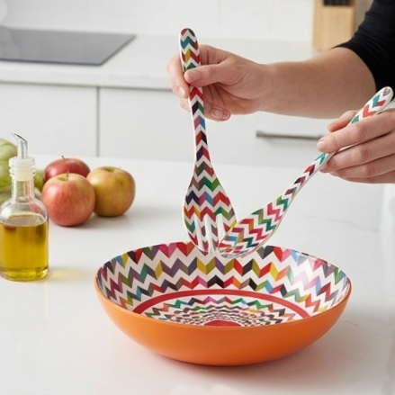 French Bull Salad Serving Bowl with 2 Servers - Ziggy