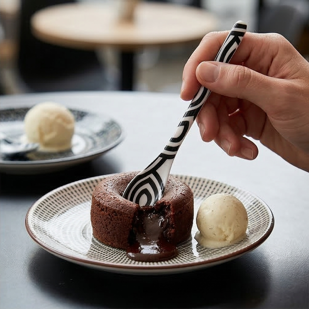 French Bull Dessert Spoon Set - Black &amp; White