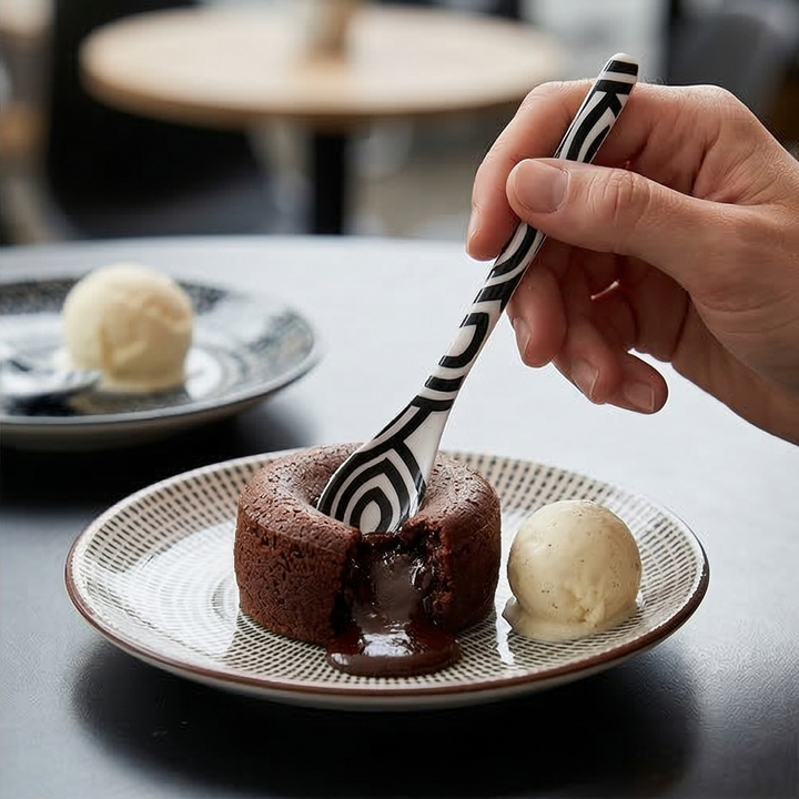 French Bull Dessert Spoon Set - Black &amp; White
