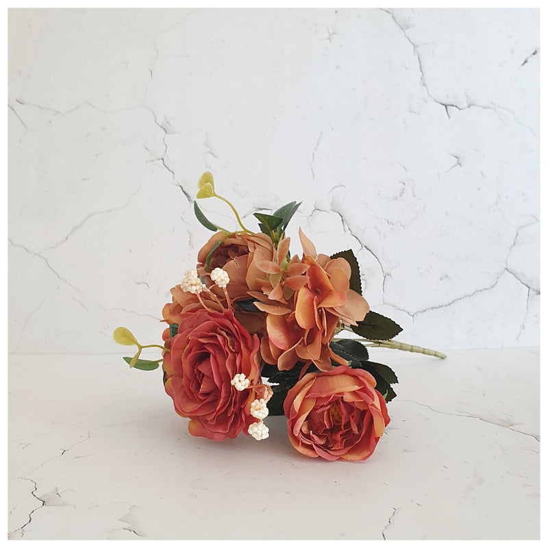 Flowers (Artificial) - Rose Bunch 3 Orange