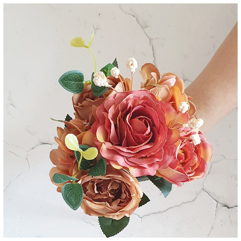 Flowers (Artificial) - Rose Bunch 3 Orange