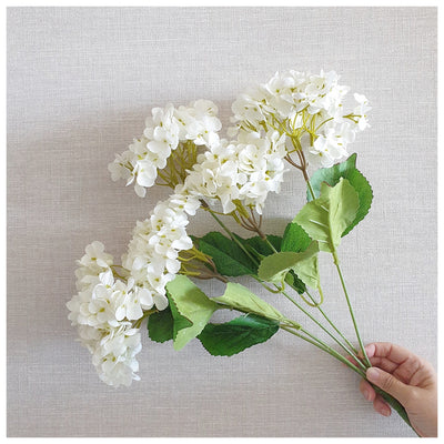 Flowers (Artificial) - Hydrangeas 5 Buds White