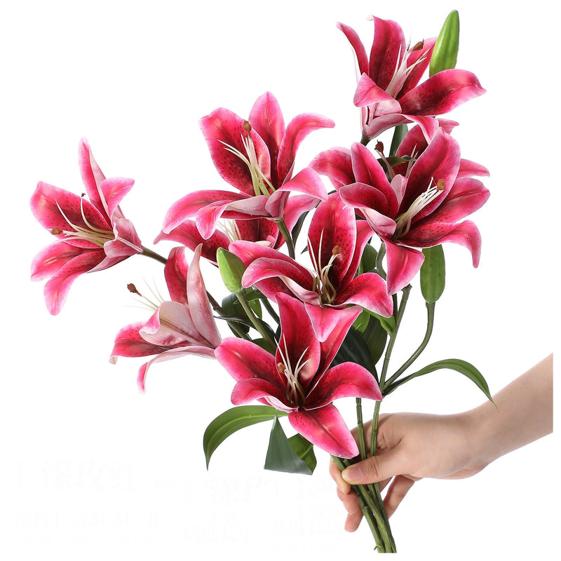 Flowers (Artificial) - Lily 9 Buds Pink