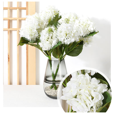 Flowers (Artificial) - Hydrangea 5 Buds White 62