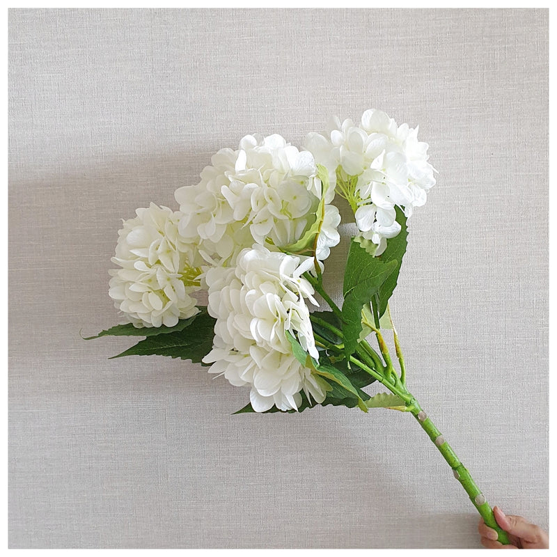 Flowers (Artificial) - Hydrangea 5 Buds White 62
