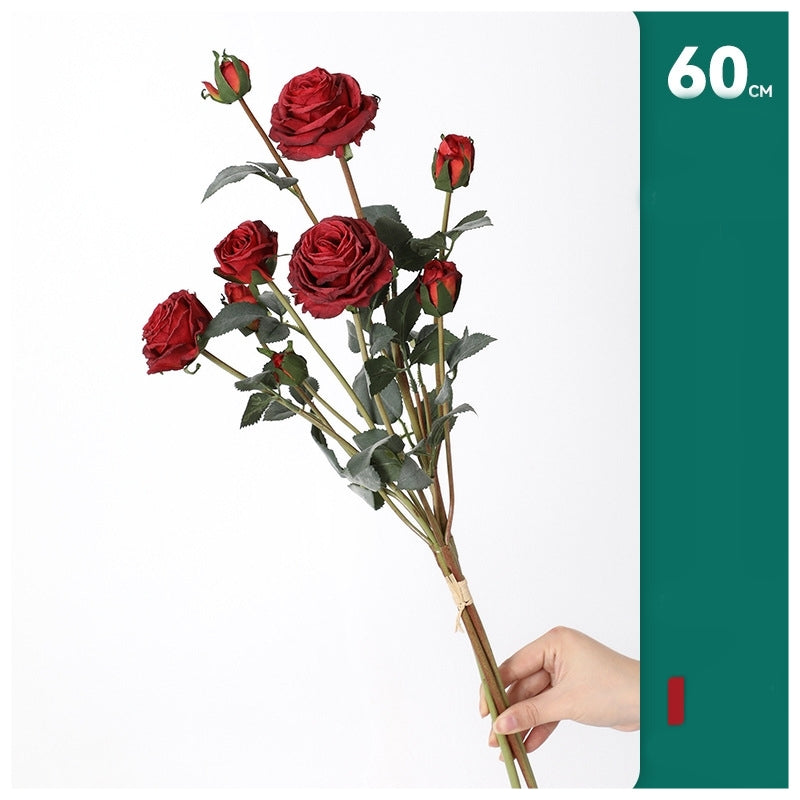 Flowers (Artificial) - Rose - 9 Buds - Red