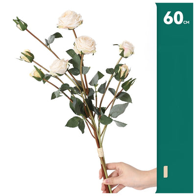 Flowers (Artificial) - Rose - 9 Buds - White