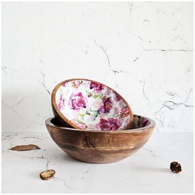 Wooden Multipurpose Bowls - Set of 2 - Country Rose