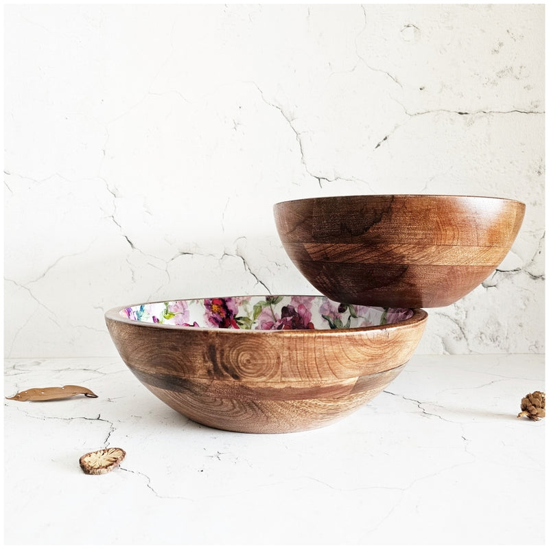 Wooden Multipurpose Bowls - Set of 2 - Country Rose