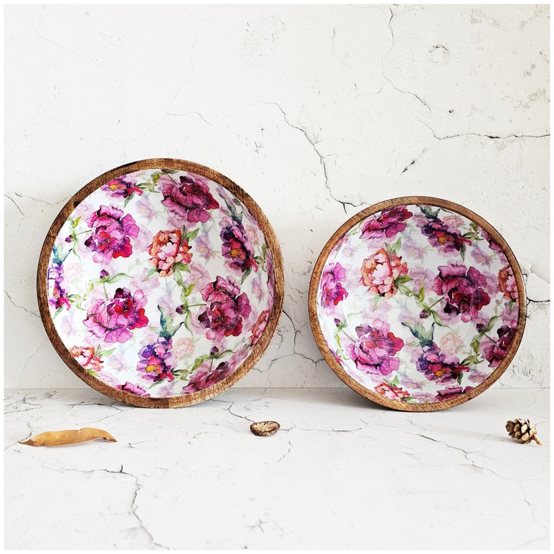 Wooden Multipurpose Bowls - Set of 2 - Country Rose