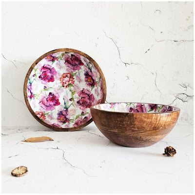 Wooden Multipurpose Bowls - Set of 2 - Country Rose