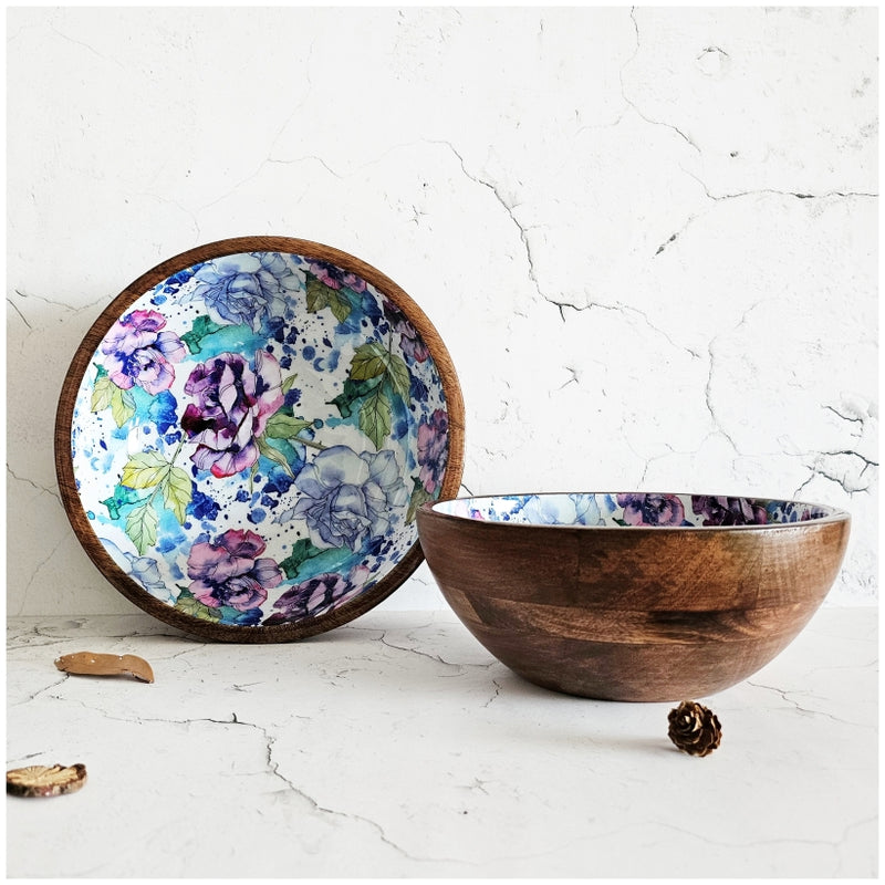 Wooden Multipurpose Bowls - Set of 2 - Iris Bloom