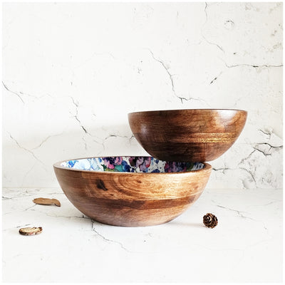 Wooden Multipurpose Bowls - Set of 2 - Iris Bloom