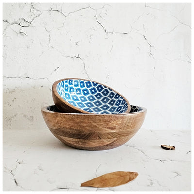 Wooden Multipurpose Bowls - Set of 2 - Ikat