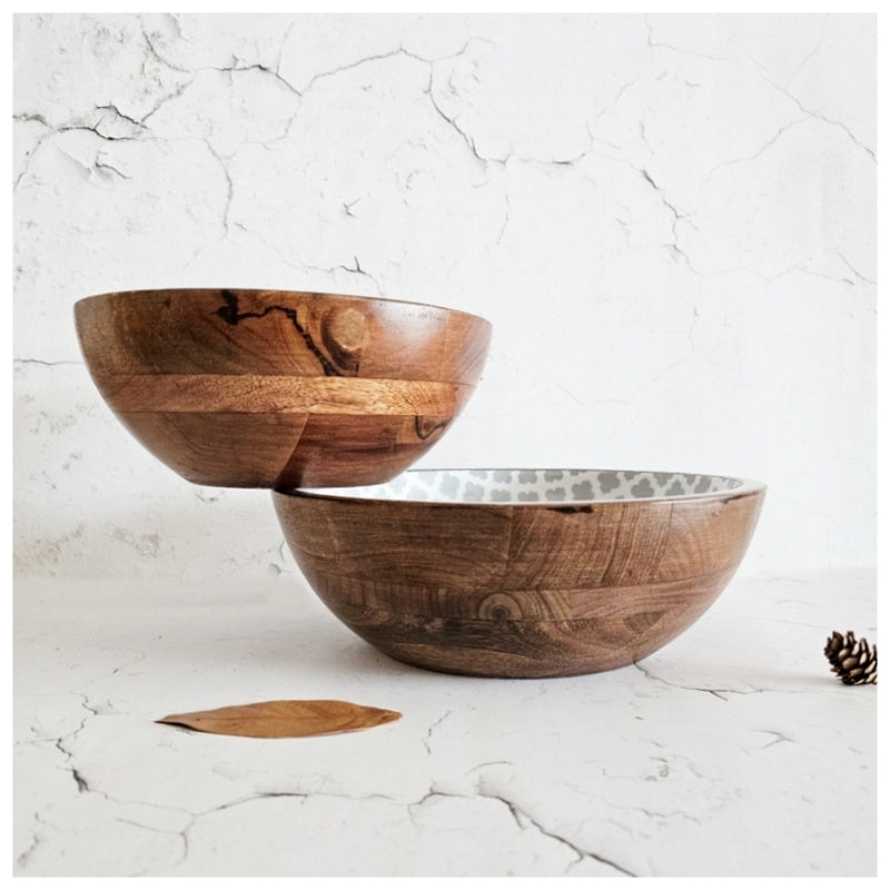 Wooden Multipurpose Bowls - Set of 2 - Moroccan Grey