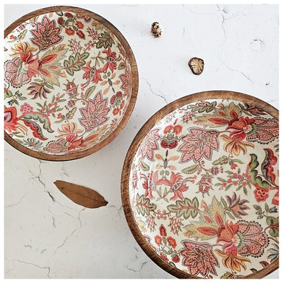 Wooden Multipurpose Bowls - Set of 2 - Kalamkari