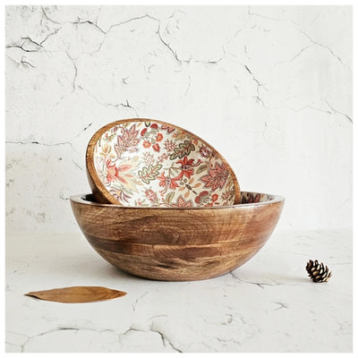 Wooden Multipurpose Bowls - Set of 2 - Kalamkari