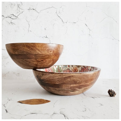 Wooden Multipurpose Bowls - Set of 2 - Kalamkari
