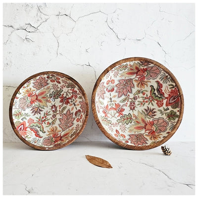 Wooden Multipurpose Bowls - Set of 2 - Kalamkari