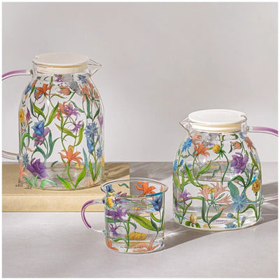 Glass Borosilicate - Water Pitcher Jug 1500 ml - Floral Printed - Wild Flower