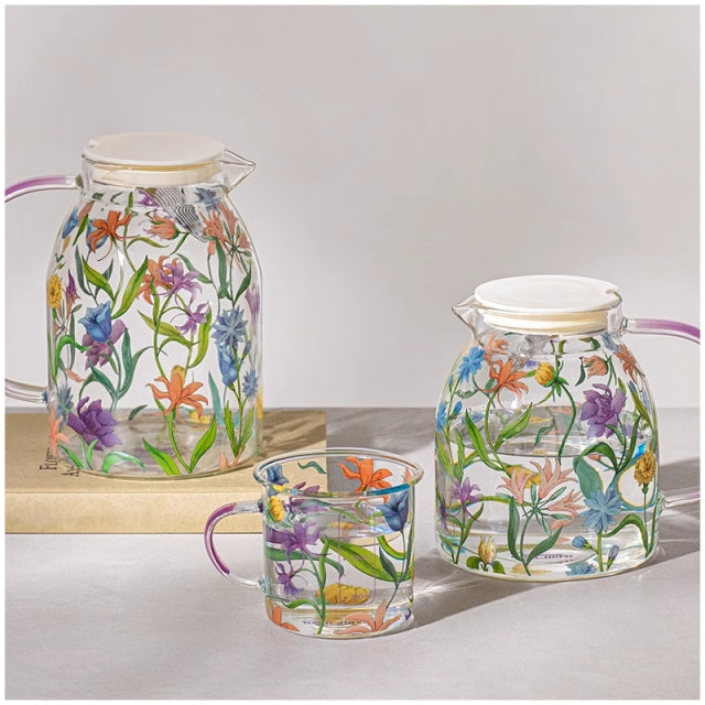 Glass Borosilicate - Water Pitcher Jug 1500 ml - Floral Printed - Wild Flower