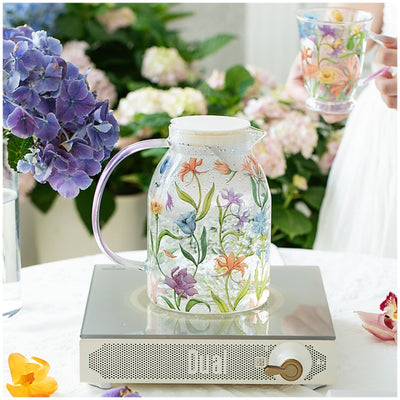 Glass Borosilicate - Water Pitcher Jug 1500 ml - Floral Printed - Wild Flower