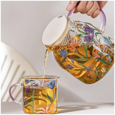 Glass Borosilicate - Water Pitcher Jug 1500 ml - Floral Printed - Wild Flower