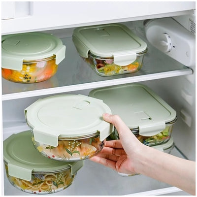 Glass Borosilicate - Container - Round - 900ml - Floral Printed - Spring