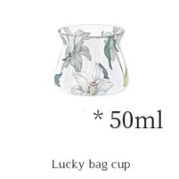 Glass Borosilicate - Tea Coffee Espresso Cup 50ml, Set of 2 - Floral Printed - Frangipani White