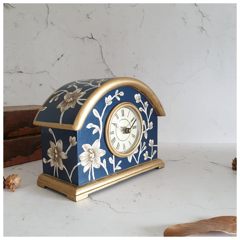 HAND PAINTED - CLOCK - BLOOMING HIBISCUS