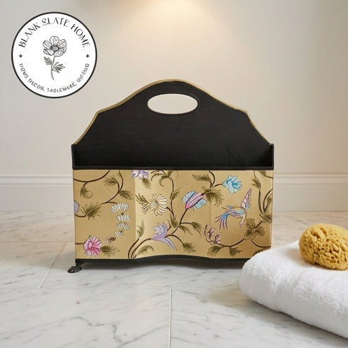 HAND PAINTED - MAGAZINE RACK SLIM DUAL SIDE - GOLDEN LEAF