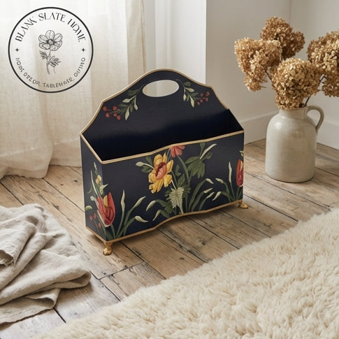 HAND PAINTED - MAGAZINE RACK SLIM DUAL SIDE - MIDNIGHT BLUE