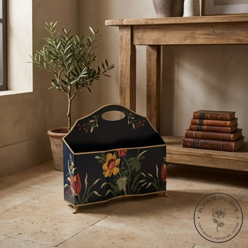 HAND PAINTED - MAGAZINE RACK SLIM DUAL SIDE - MIDNIGHT BLUE