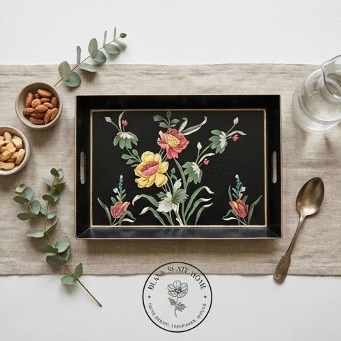 HAND PAINTED - SERVING TRAY RECTANGLE - MIDNIGHT BLACK